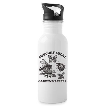 Amoureux des papillons d’abeille - Soutenir Jardin local - Gourde avec paille intégrée - blanc - Droite