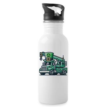 St. Patrick's Day Baufahrzeug Kinder Spaß - Trinkflasche mit integriertem Trinkhalm - Weiß - Rechts