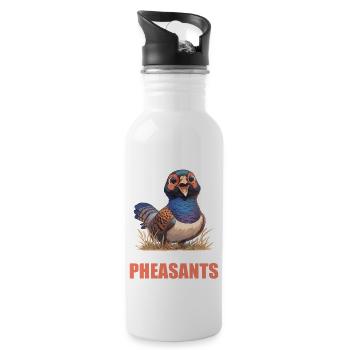 Fasane Fasan - Trinkflasche mit integriertem Trinkhalm - Weiß - Rechts