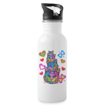 Chat Chats Chat Visage Enfants Enfant - Gourde avec paille intégrée - blanc - Droite