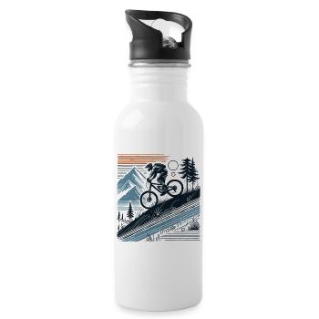 Mountain Bike Adventure Bicycle Nature Tour - Water bottle with straw - white - Right