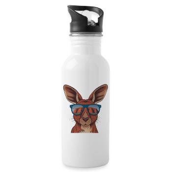 Cooles Känguru Mit Sonnenbrille Vor Uluru - Trinkflasche mit integriertem Trinkhalm - Weiß - Rechts