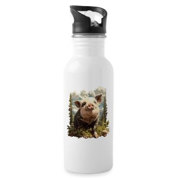 Pig Pig - Water bottle with straw - white - Right