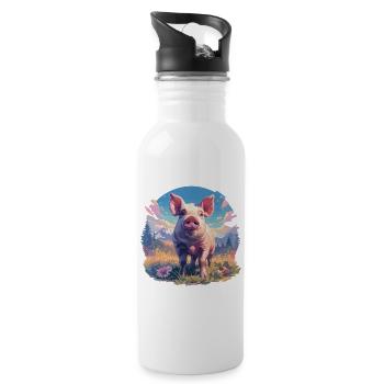 Pig Pig - Water bottle with straw - white - Right