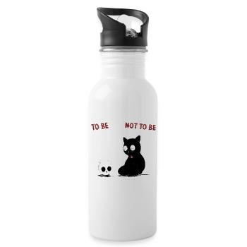 Schroedinger's Poetic Cat - Trinkflasche mit integriertem Trinkhalm - Weiß - Rechts