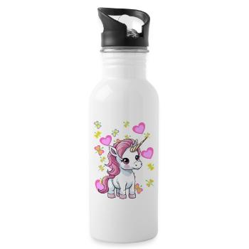 Unicorn Unicorns Horse Horses Children Child - Water bottle with straw - white - Right