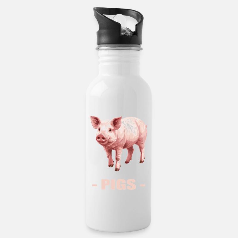 Cochon Cochon - Gourde avec paille intégrée - blanc