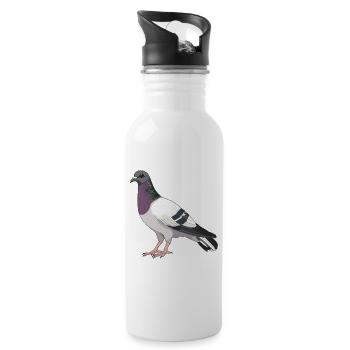 Tauben Taube - Trinkflasche mit integriertem Trinkhalm - Weiß - Rechts
