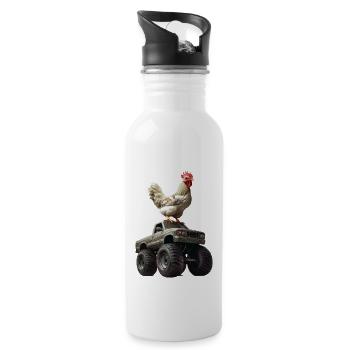 Huhn - Trinkflasche mit integriertem Trinkhalm - Weiß - Rechts