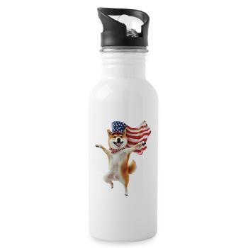 Shiba Inu - Trinkflasche mit integriertem Trinkhalm - Weiß - Rechts