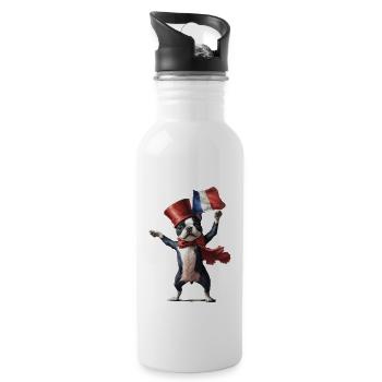 Boston Terrier - Trinkflasche mit integriertem Trinkhalm - Weiß - Rechts