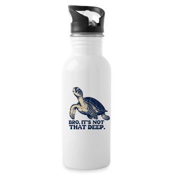 Entspannte Schildkröte – Tiefenentspannung pur - Trinkflasche mit integriertem Trinkhalm - Weiß - Rechts