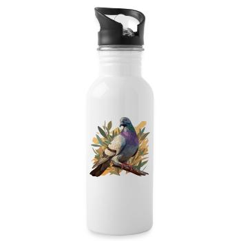 Tauben Taube - Trinkflasche mit integriertem Trinkhalm - Weiß - Rechts