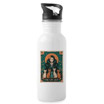 Tarotkarte - Trinkflasche mit integriertem Trinkhalm - Weiß - Rechts