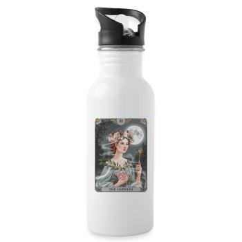Tarotkarte - Trinkflasche mit integriertem Trinkhalm - Weiß - Rechts