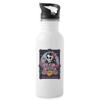 Tarotkarte - Trinkflasche mit integriertem Trinkhalm - Weiß - Rechts