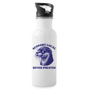 Soutenez Local River Pirates Drôle Loutre castor - Gourde avec paille intégrée - blanc - Droite