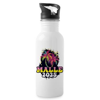 Malle 2025 Urlaub Palmen - Trinkflasche mit integriertem Trinkhalm - Weiß - Rechts