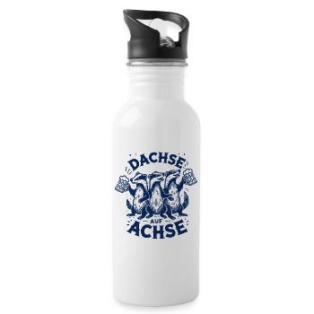 Dachse Auf Achse Party Crew Spaß - Trinkflasche mit integriertem Trinkhalm - Weiß - Rechts