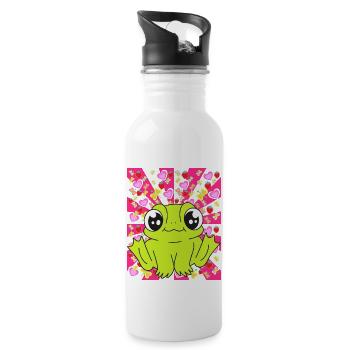 Grenouille Grenouilles Enfants Enfant Bébé Rétro des années 80 des années 90 - Gourde avec paille intégrée - blanc - Droite