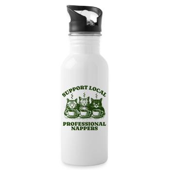 Support Local Professional Nappers Lustiges Cat - Trinkflasche mit integriertem Trinkhalm - Weiß - Rechts