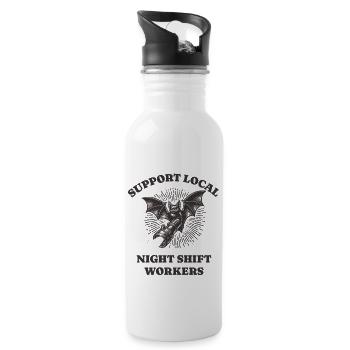 Support Local Night Shift Workers Lustiges Bat - Water bottle with straw - white - Right