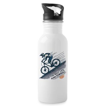 Fahrrad Downhill Abenteuer Retro Stil - Trinkflasche mit integriertem Trinkhalm - Weiß - Rechts