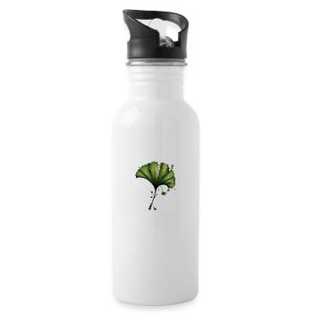 Ginkgo Leaf Watercolor Ink - Water bottle with straw - white - Right