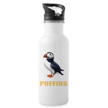 Papageientaucher - Trinkflasche mit integriertem Trinkhalm - Weiß - Rechts