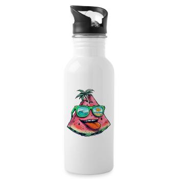 Wassermelone Sommerparty Paradies mit Palmen und - Trinkflasche mit integriertem Trinkhalm - Weiß - Rechts