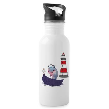 Delphin Fisch Fische maritim Kinder Kind Boot - Trinkflasche mit integriertem Trinkhalm - Weiß - Rechts