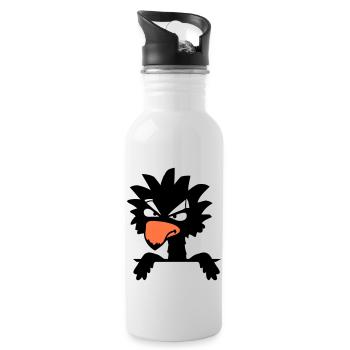 Corbeau oiseau Peeps Mal Cool Drôle Bande dessinée Humour Amusant - Gourde avec paille intégrée - blanc - Droite