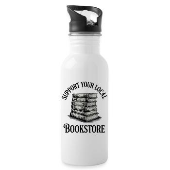 Support Your Local Bookstore Books Library Reader - Water bottle with straw - white - Right