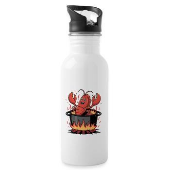 Bleib Positiv Hummer Lustig Krabbe Niedlich Motivierend - Trinkflasche mit integriertem Trinkhalm - Weiß - Rechts