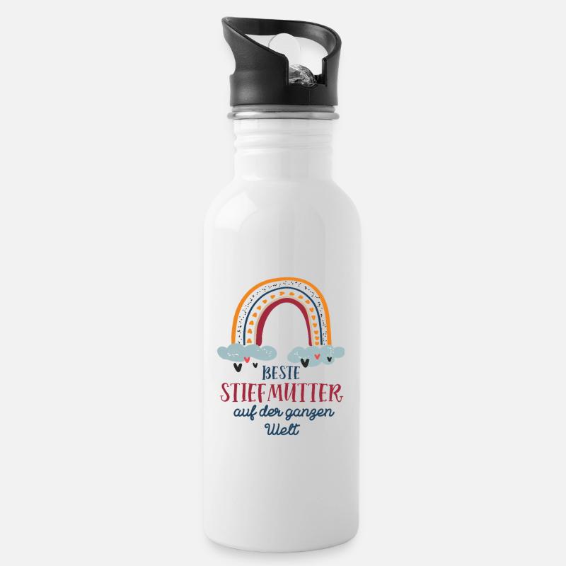 Beste Stiefmutter Bonus Mama Stiefmama Patchwork - Trinkflasche mit integriertem Trinkhalm - Weiß