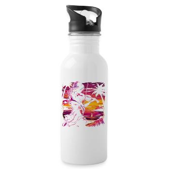 Violinist Synthwave - Water bottle with straw - white - Right