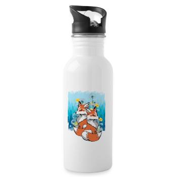 Fox, Foxes, Nature, Animal Welfare, Animal Lovers, Children - Water bottle with straw - white - Right
