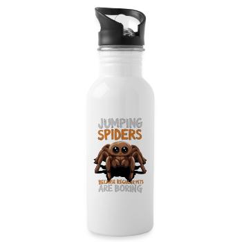 jumping spiders because regular pets are boring - Water bottle with straw - white - Right