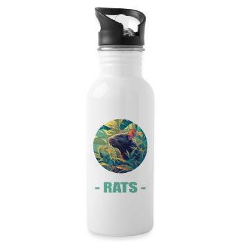 Ratten Ratte - Trinkflasche mit integriertem Trinkhalm - Weiß - Rechts