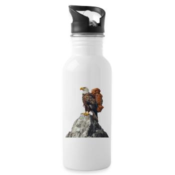 Adler - Trinkflasche mit integriertem Trinkhalm - Weiß - Rechts