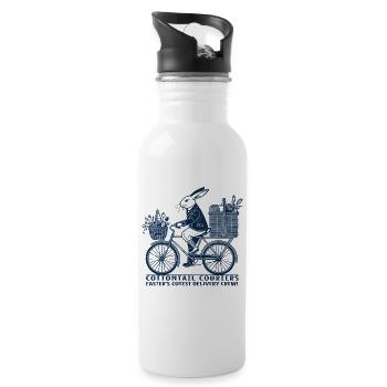 Easter Cottontail Couriers Retro Aesthetic - Water bottle with straw - white - Right