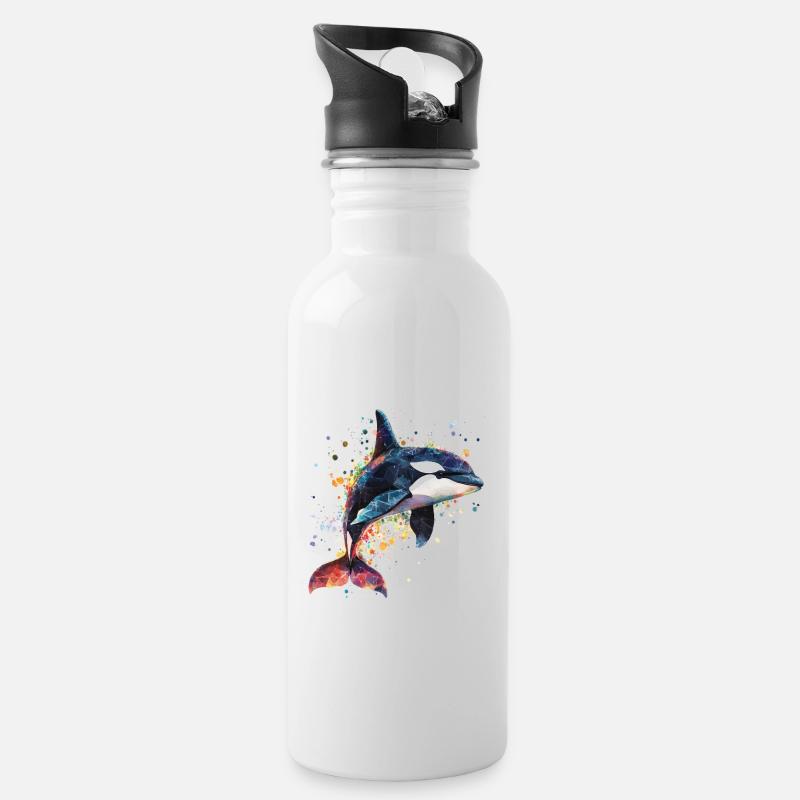 Orca - Trinkflasche mit integriertem Trinkhalm - Weiß