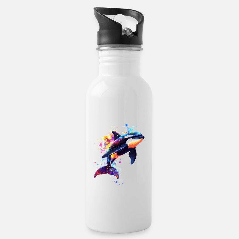Orca - Trinkflasche mit integriertem Trinkhalm - Weiß