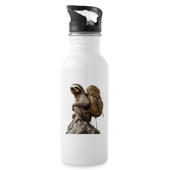 Faultier - Trinkflasche mit integriertem Trinkhalm - Weiß - Rechts