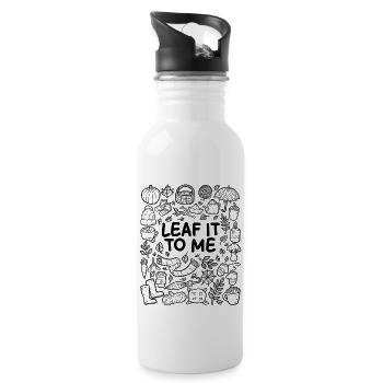 Leave it to me – autumn pun - Water bottle with straw - white - Right