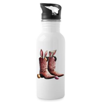 Bottes rétro de cow-boy de Pâques avec oreilles de lapin Vintage - Gourde avec paille intégrée - blanc - Droite