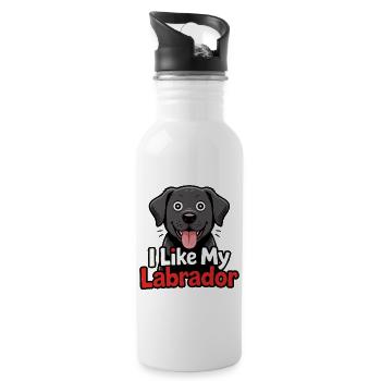 I like my Labrador dog love - Water bottle with straw - white - Right