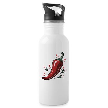 Spicy Life – Chili Vibes für jeden Tag - Trinkflasche mit integriertem Trinkhalm - Weiß - Rechts