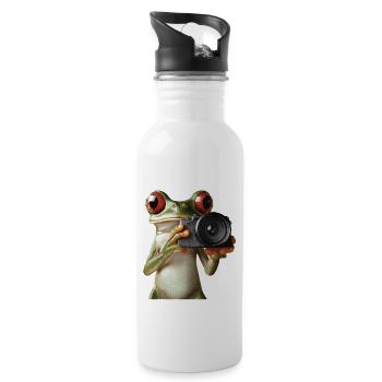 Frosch - Trinkflasche mit integriertem Trinkhalm - Weiß - Rechts