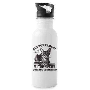Cat Support Local Abyssinian - Water bottle with straw - white - Right